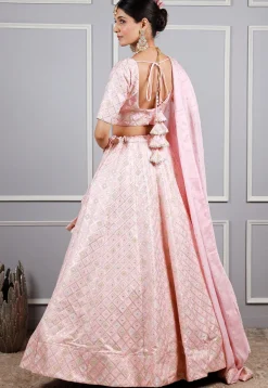 Embroidered Art Silk Lehenga in Baby Pink