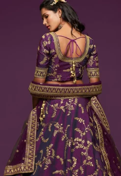 Embroidered Art Silk Lehenga in Purple