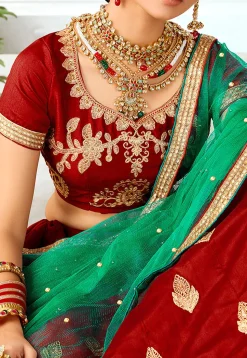 Embroidered Art Silk Lehenga in Maroon