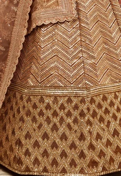 Embroidered Art Silk Lehenga in Beige