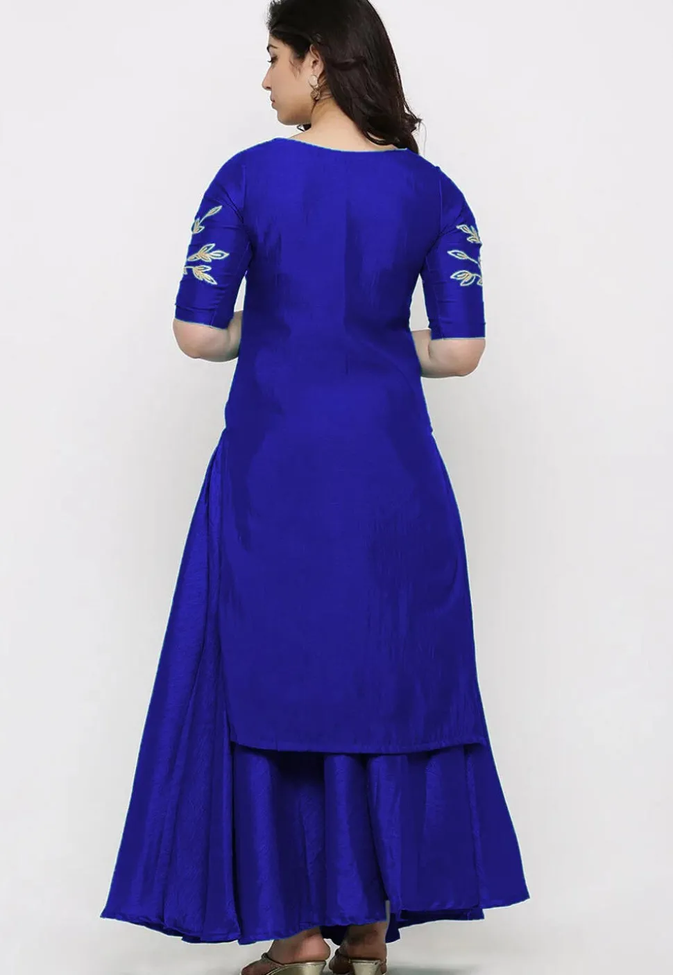 Embroidered Art Silk Lehenga in Royal Blue