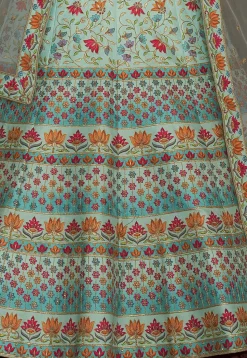 Embroidered Art Silk Lehenga in  Sky Blue