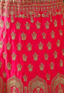Embroidered Art Silk Lehenga in Pink