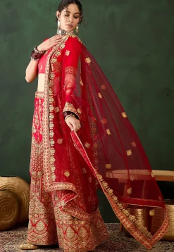 Embroidered Art Silk Lehenga in Maroon