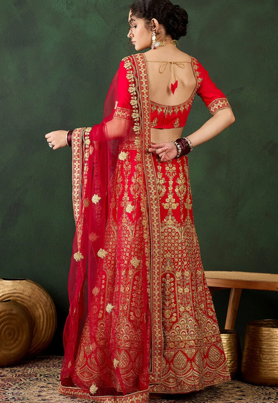 Embroidered Art Silk Lehenga in Maroon