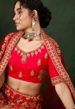 Embroidered Art Silk Lehenga in Maroon