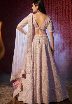 Embroidered Art Silk Lehenga in Light Purple