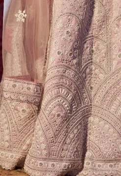 Embroidered Art Silk Lehenga in Light Purple