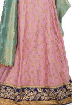 Embroidered Art Silk Lehenga in Pink