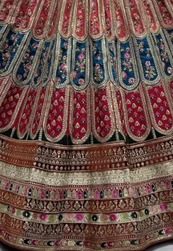 Embroidered Art Silk Lehenga in Multicolor