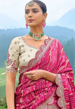 Embroidered Art Silk Lehenga in Off White