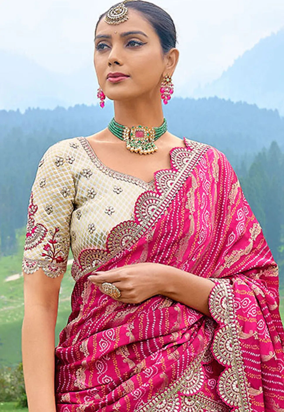 Embroidered Art Silk Lehenga in Off White