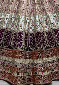 Embroidered Art Silk Lehenga in Multicolor