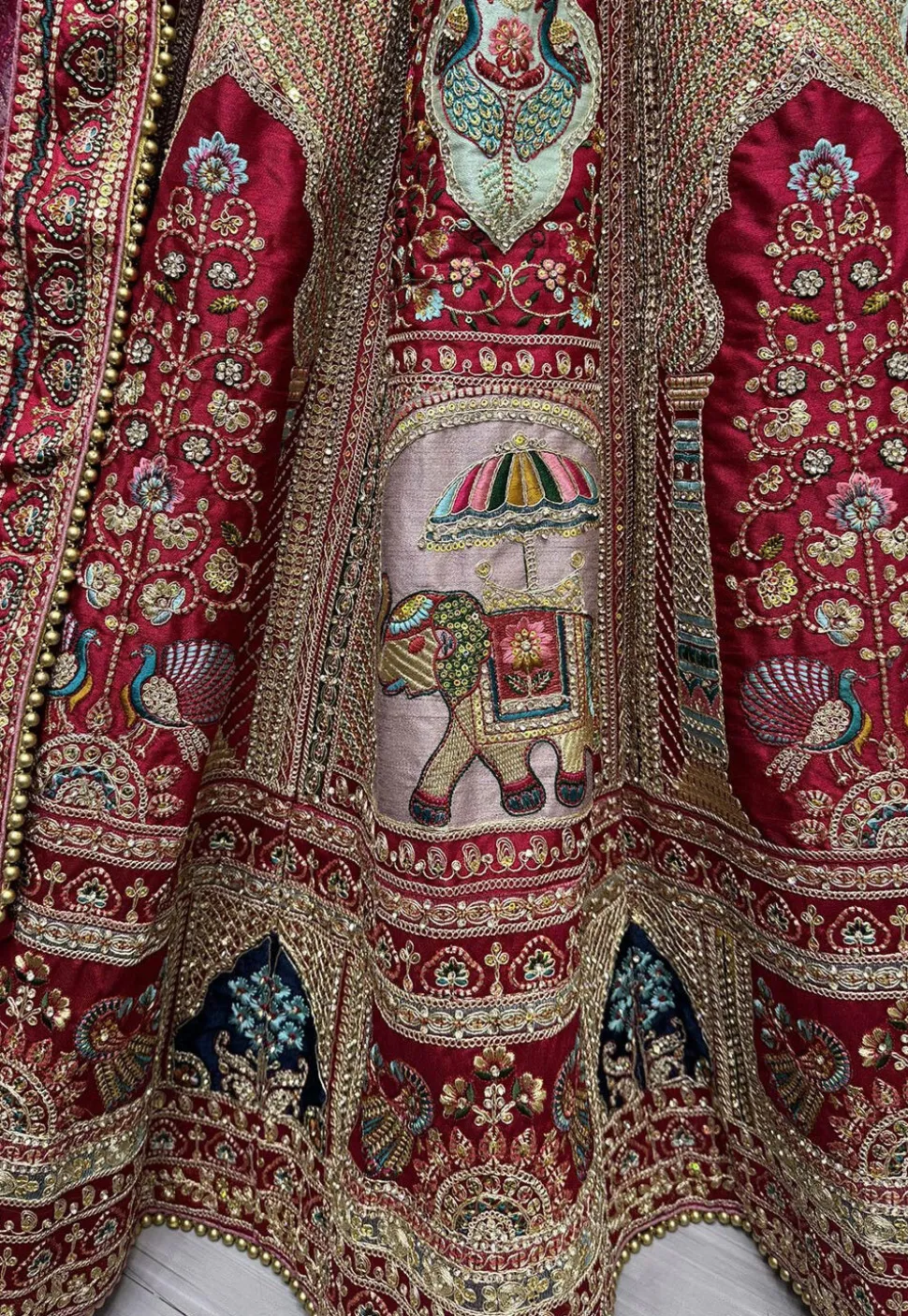 Embroidered Art Silk Lehenga in Multicolor