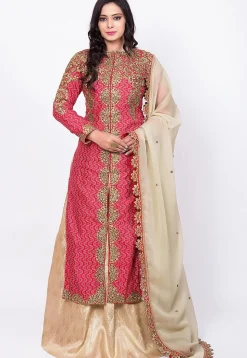 Embroidered Art Silk Lehenga in Maroon