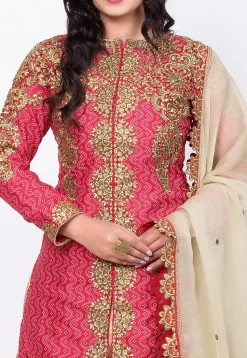 Embroidered Art Silk Lehenga in Maroon