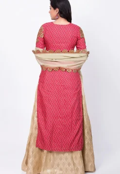 Embroidered Art Silk Lehenga in Maroon