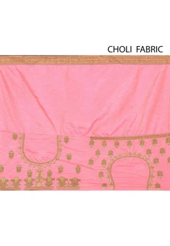 Embroidered Art Silk Lehenga in Pink