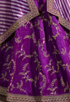 Embroidered Art Silk Lehenga in Purple