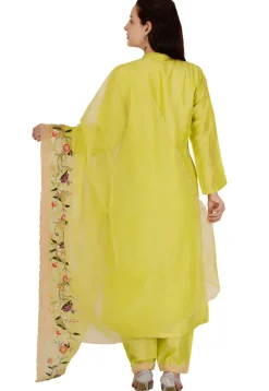 Embroidered Art Silk Pakistani Suit in Green