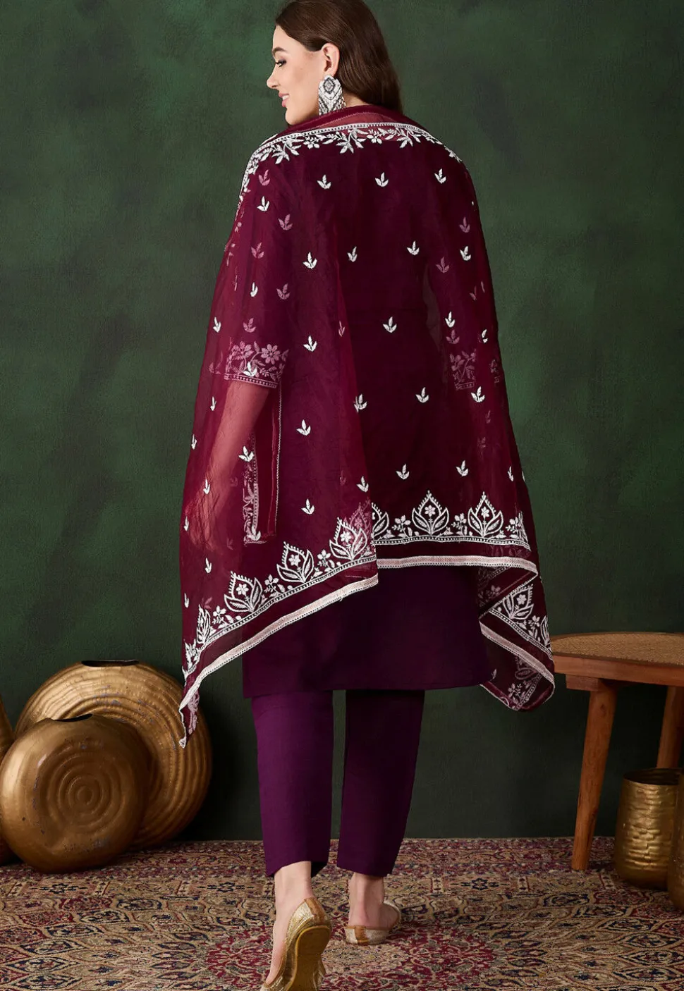 Embroidered Art Silk Pakistani Suit in Purple
