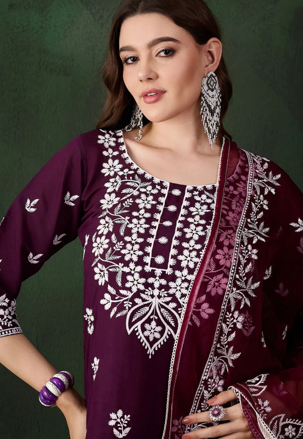 Embroidered Art Silk Pakistani Suit in Purple