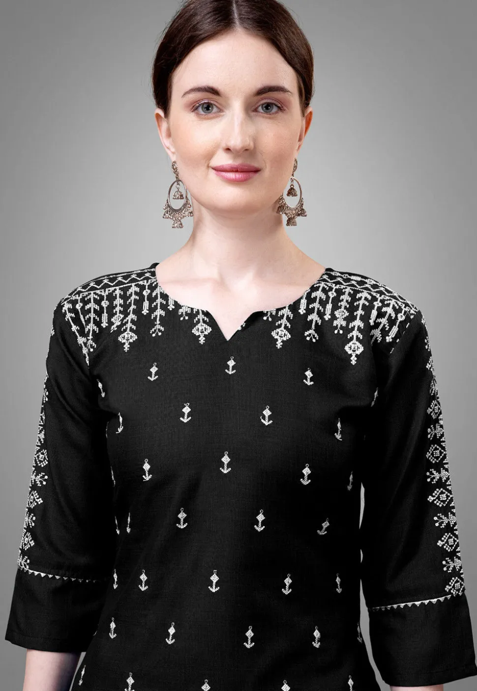 Embroidered Art Silk Pakistani Suit in Black