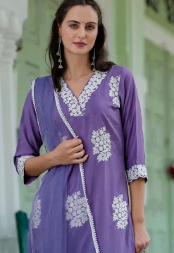 Embroidered Art Silk Pakistani Suit in Purple