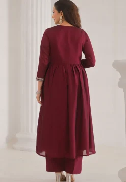 Embroidered Art Silk Pakistani Suit in Maroon