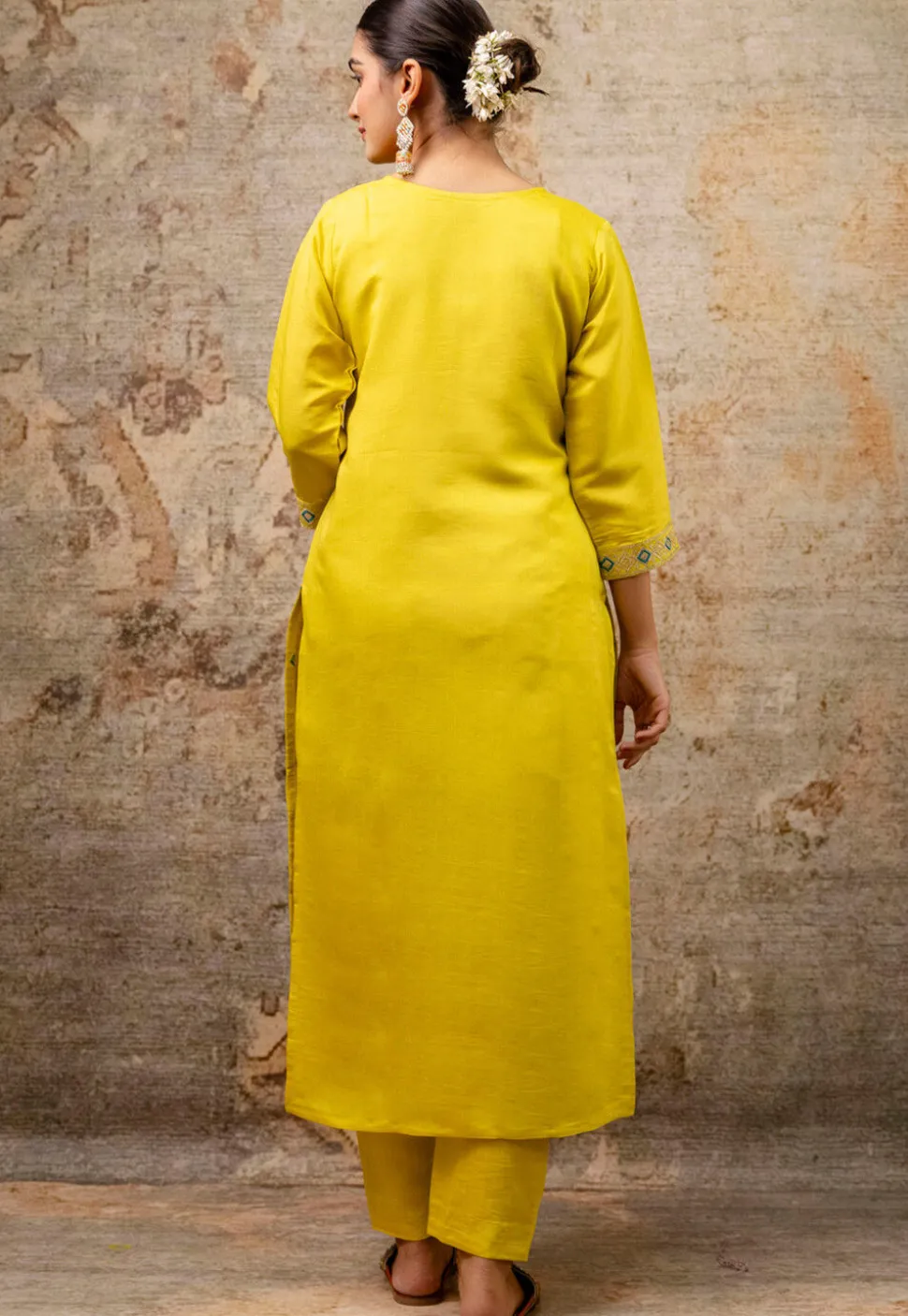 Embroidered Art Silk Pakistani Suit in Yellow