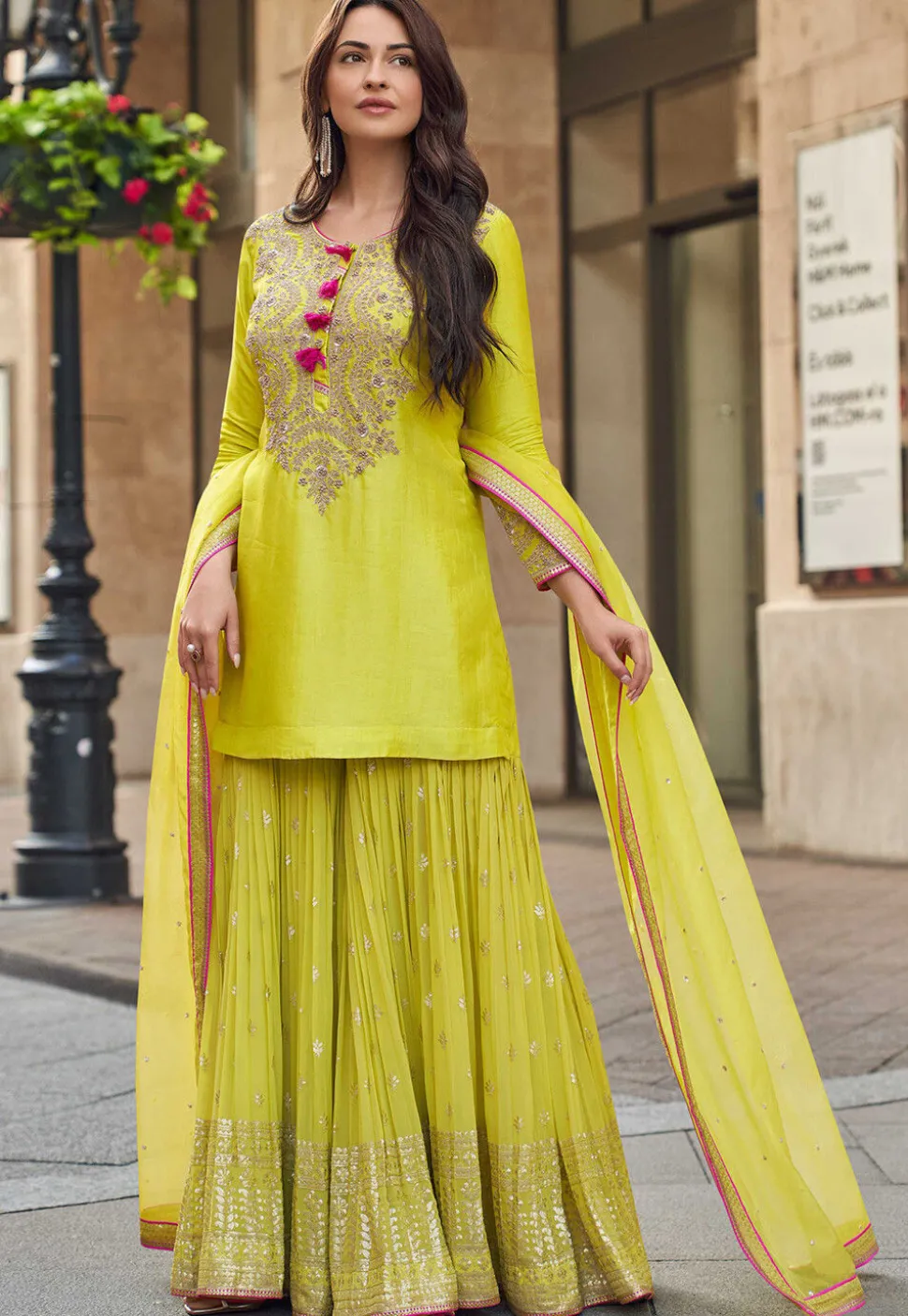 Embroidered Art Silk Pakistani Suit in Light Green