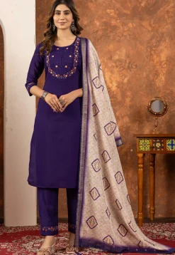 Embroidered Art Silk Pakistani Suit in Purple