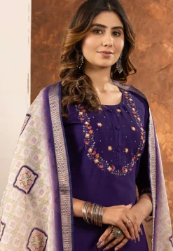 Embroidered Art Silk Pakistani Suit in Purple