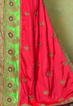 Embroidered Art Silk Saree in Fuchsia