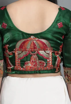 Embroidered Art Silk Saree in Maroon and Off White