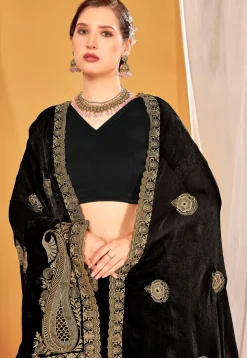 Embroidered Art Silk Saree in Black