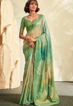 Embroidered Art Silk Saree in Green