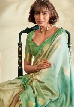 Embroidered Art Silk Saree in Green