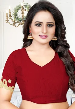 Embroidered Art Silk Saree in Red