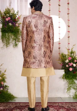 Embroidered Art Silk Sherwani in Beige