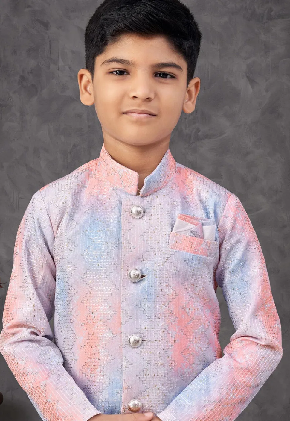 Embroidered Art Silk Sherwani in Off White