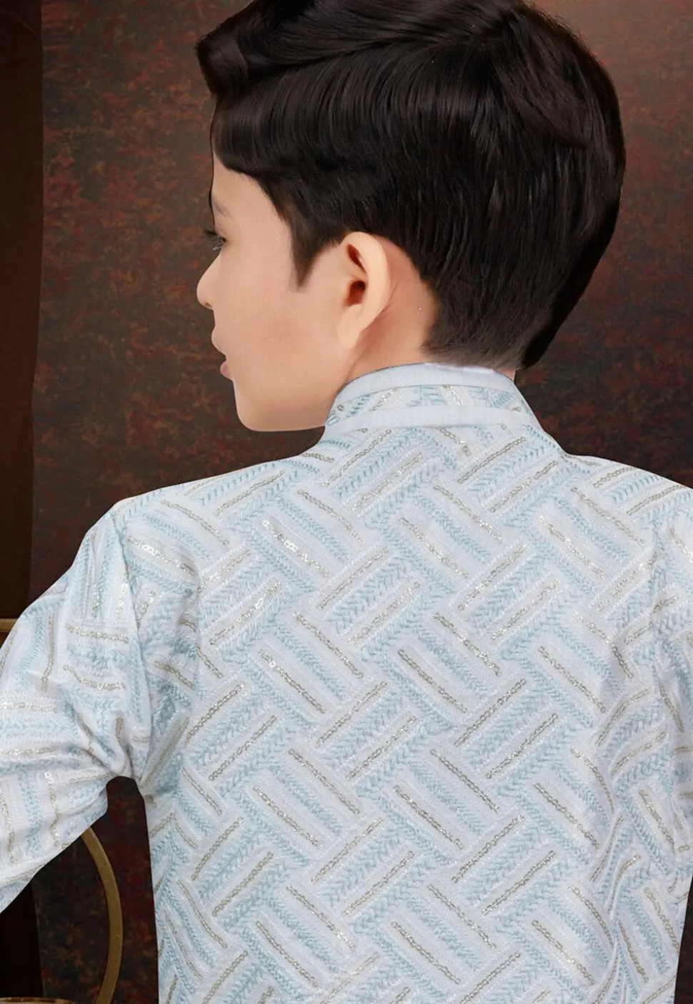 Embroidered Art Silk Sherwani in Off White