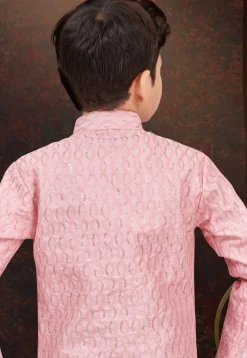 Embroidered Art Silk Sherwani in Pink