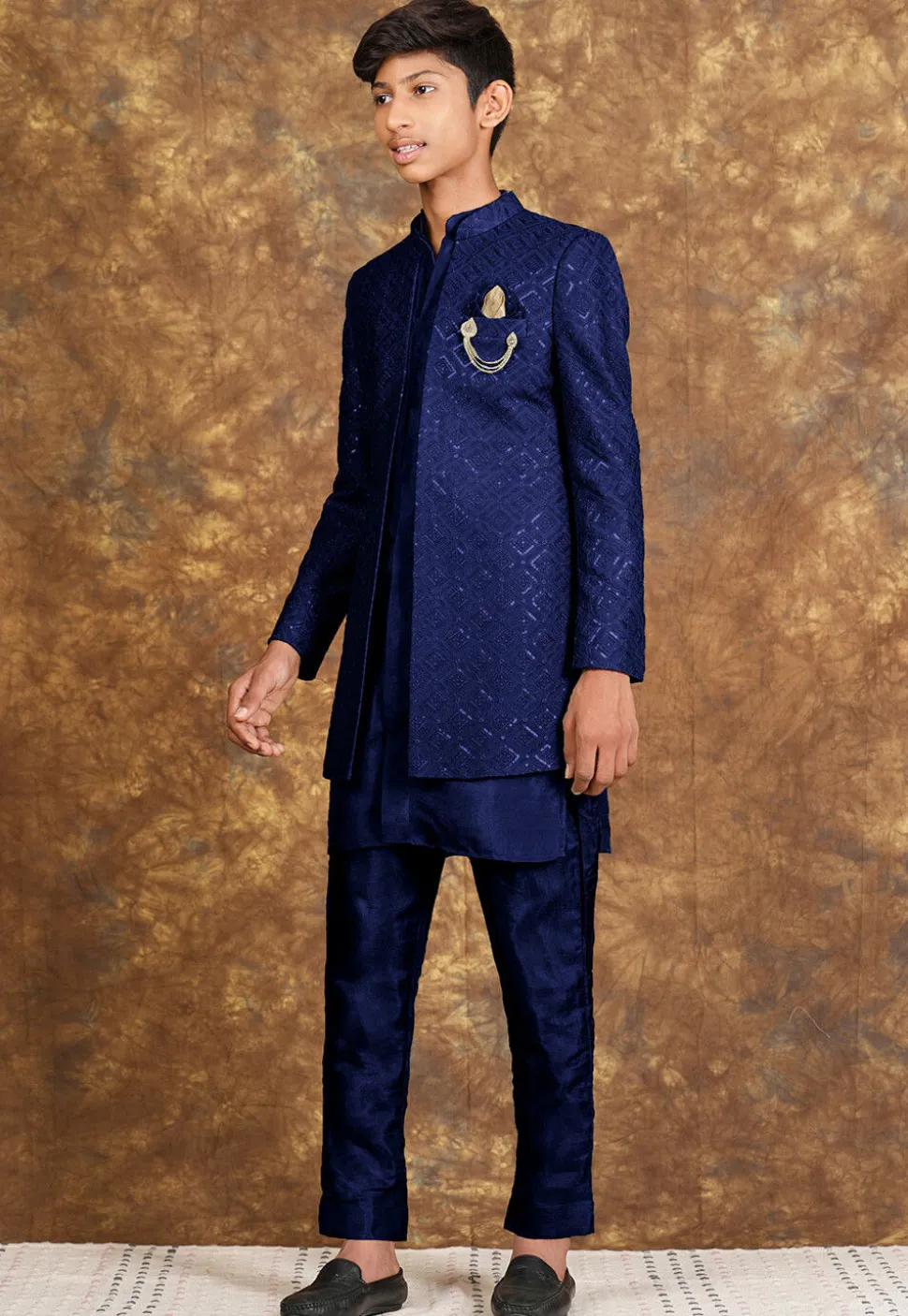 Embroidered Art Silk Sherwani in Royal Blue