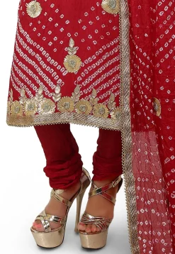 Embroidered Art Silk Straight Cut Suit in Maroon