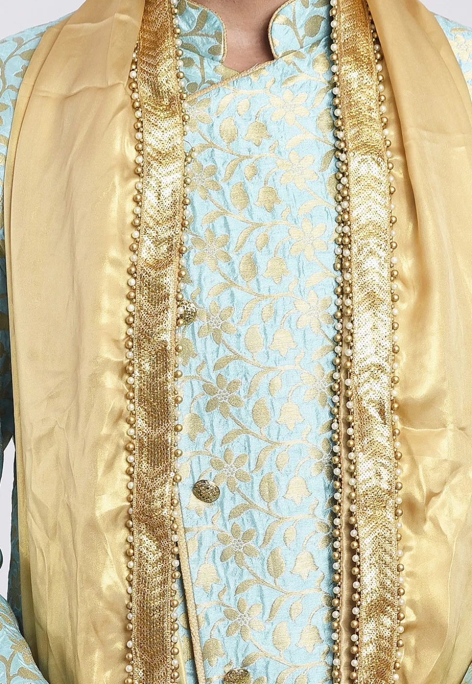 Embroidered Border Georgette Shimmer Dupatta in Beige