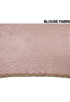 Embroidered Border Georgette Saree in Peach