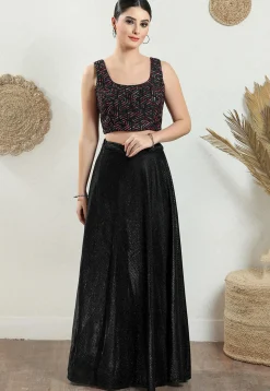 Embroidered Brocade Blouse in Black