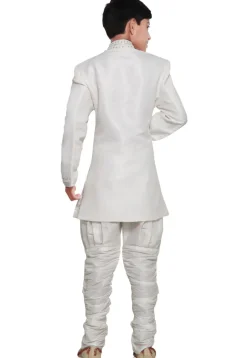 Embroidered Brocade Sherwani in Off White