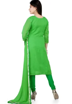 Embroidered Chanderi Cotton Straight Suit in Light Green